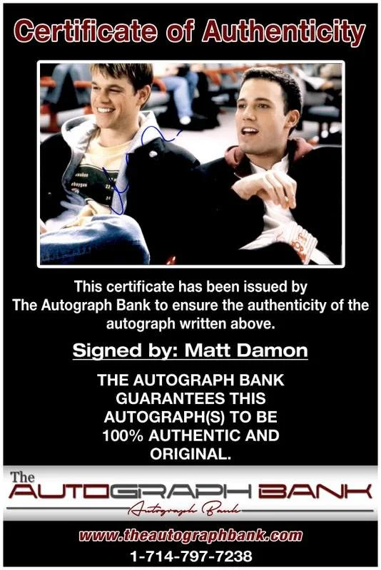Matt Damon — Matt Damon authentic signed celebrity 10x15 photo W/Cert Autographed A00041, изображение 2