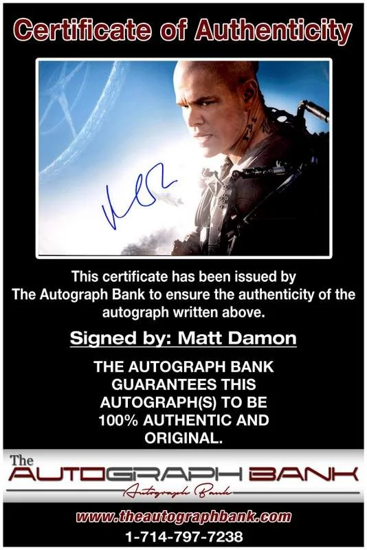 Matt Damon — Matt Damon authentic signed celebrity 10x15 photo W/Cert Autographed A00011, изображение 2