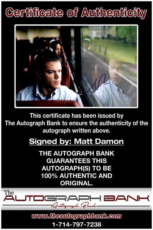Matt Damon — Matt Damon authentic signed celebrity 10x15 photo W/Cert Autographed A00007, изображение 2