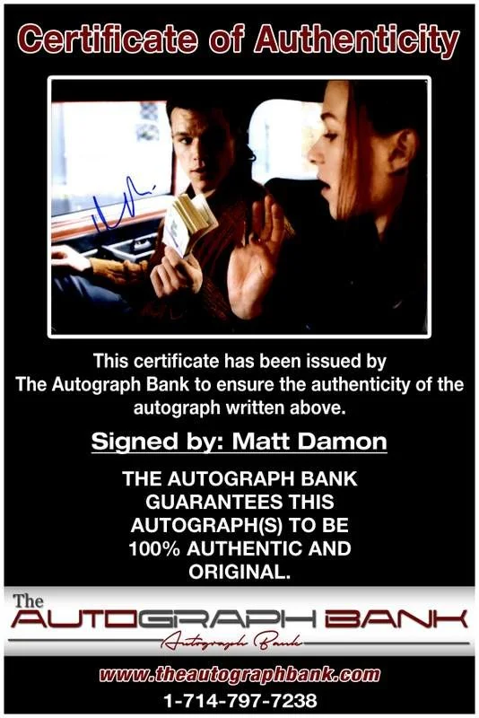 Matt Damon — Matt Damon authentic signed celebrity 10x15 photo W/Cert Autographed A00015, изображение 2