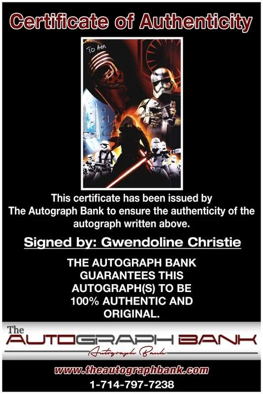 Gwendoline Christie — Gwendoline Christie authentic signed 10x15 photo |CERT Autographed A0001, изображение 2