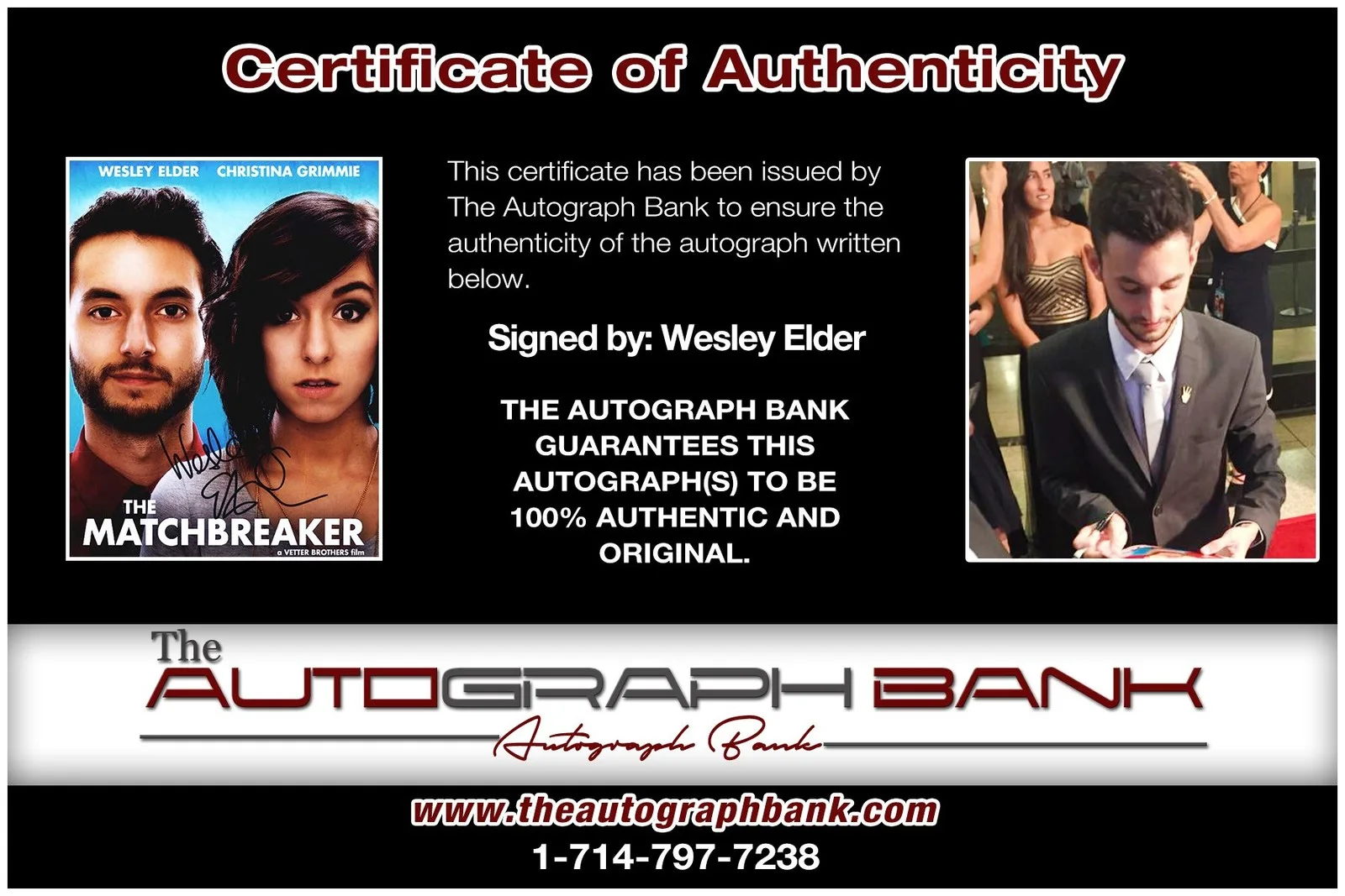 Wesley Elder — Wesley Elder authentic signed celebrity 8x10 photo W/Cert Autographed A1, image 2
