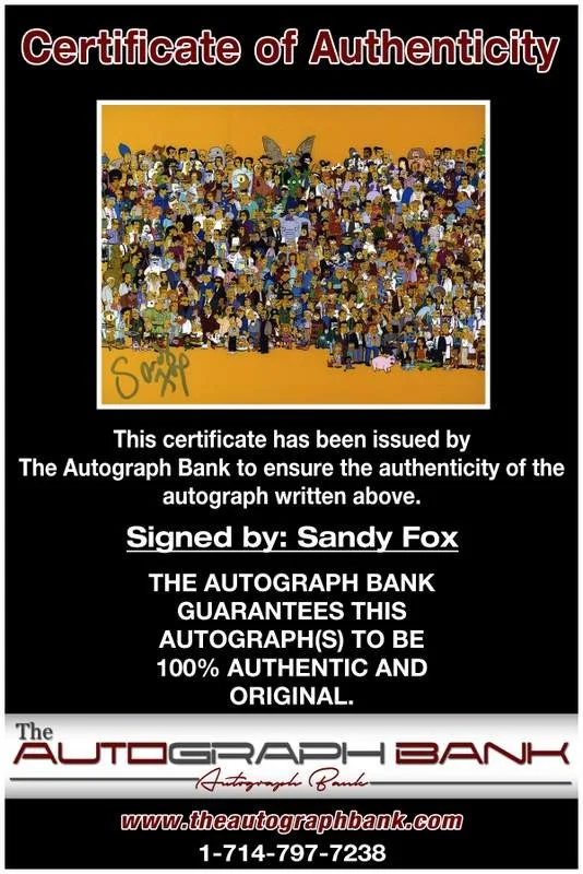 Sandy Fox — Sandy Fox authentic signed celebrity 8x10 photo W/Cert Autographed A0006, image 2