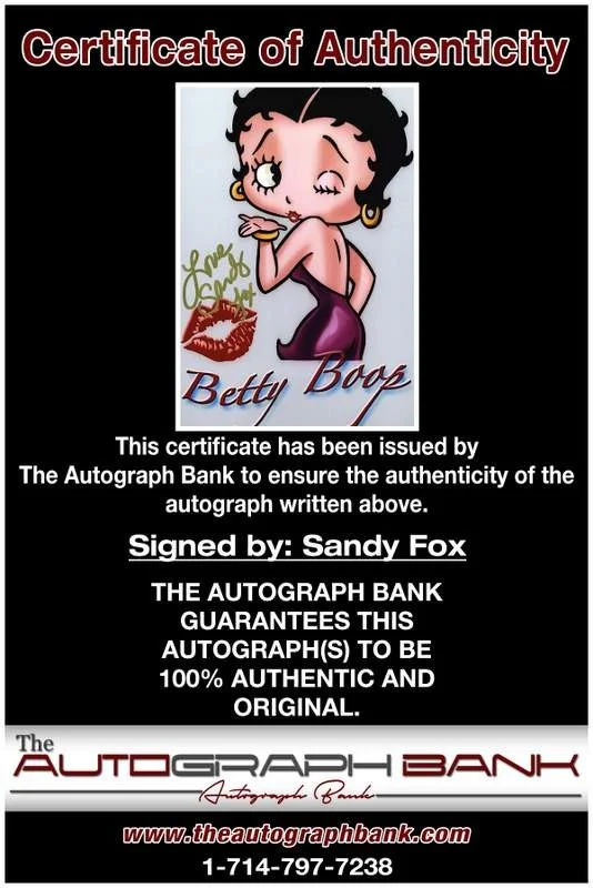 Sandy Fox — Sandy Fox authentic signed celebrity 8x10 photo W/Cert Autographed A0002, image 2