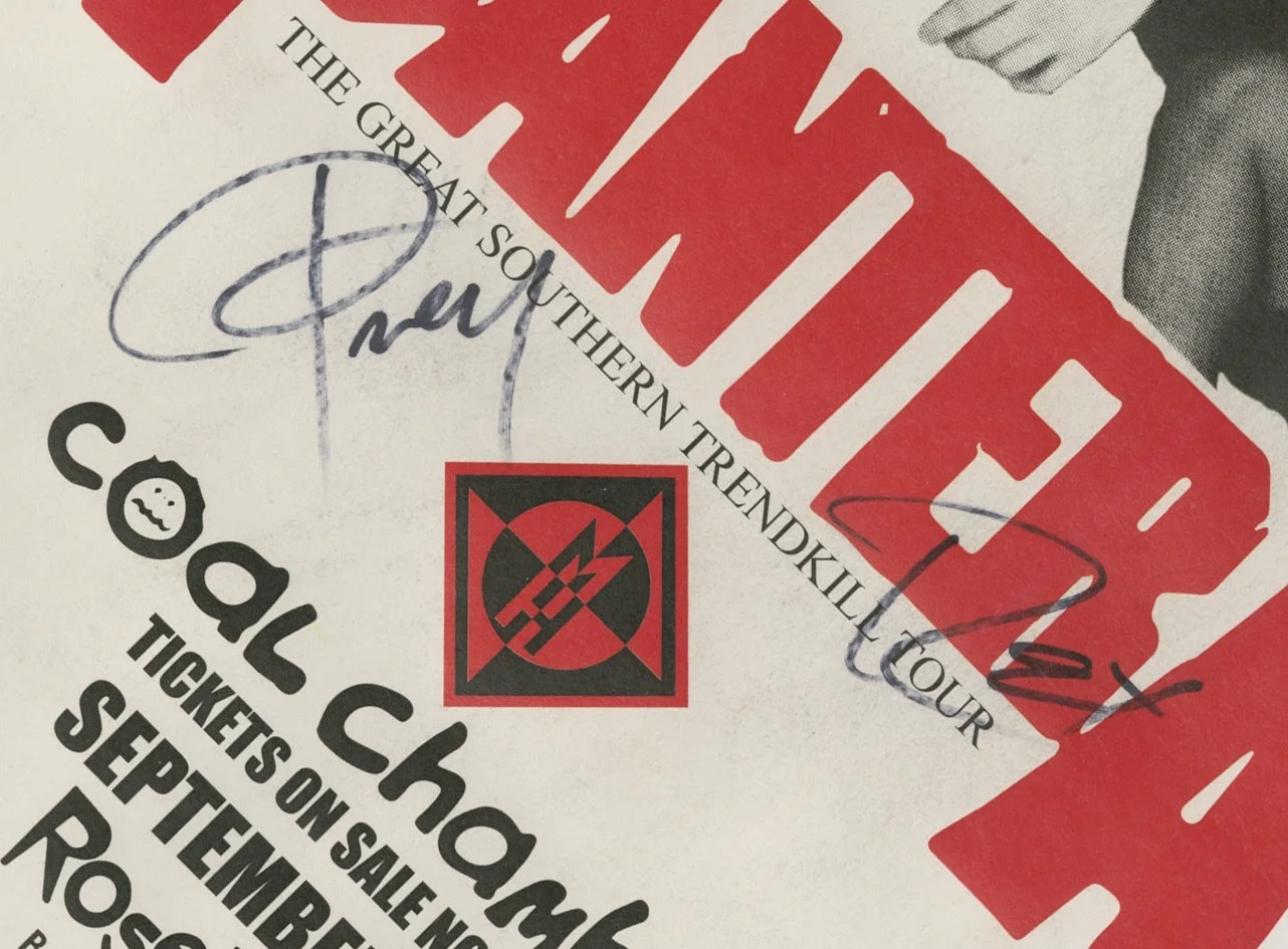 Pantera autographed gig poster Vinnie Paul, Rex Brown and Phil Anselmo, image 2