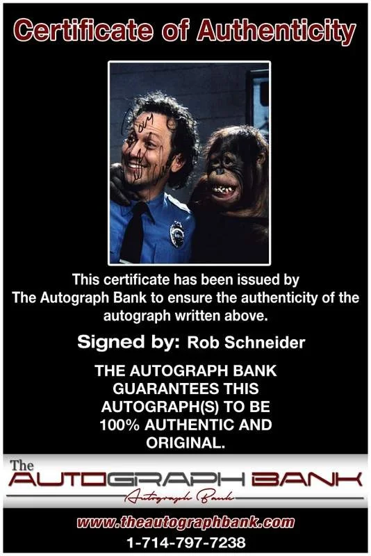 Ray Santiago — Rob Schneider signed celebrity 8x10 photo W/Certificate (A1), image 2