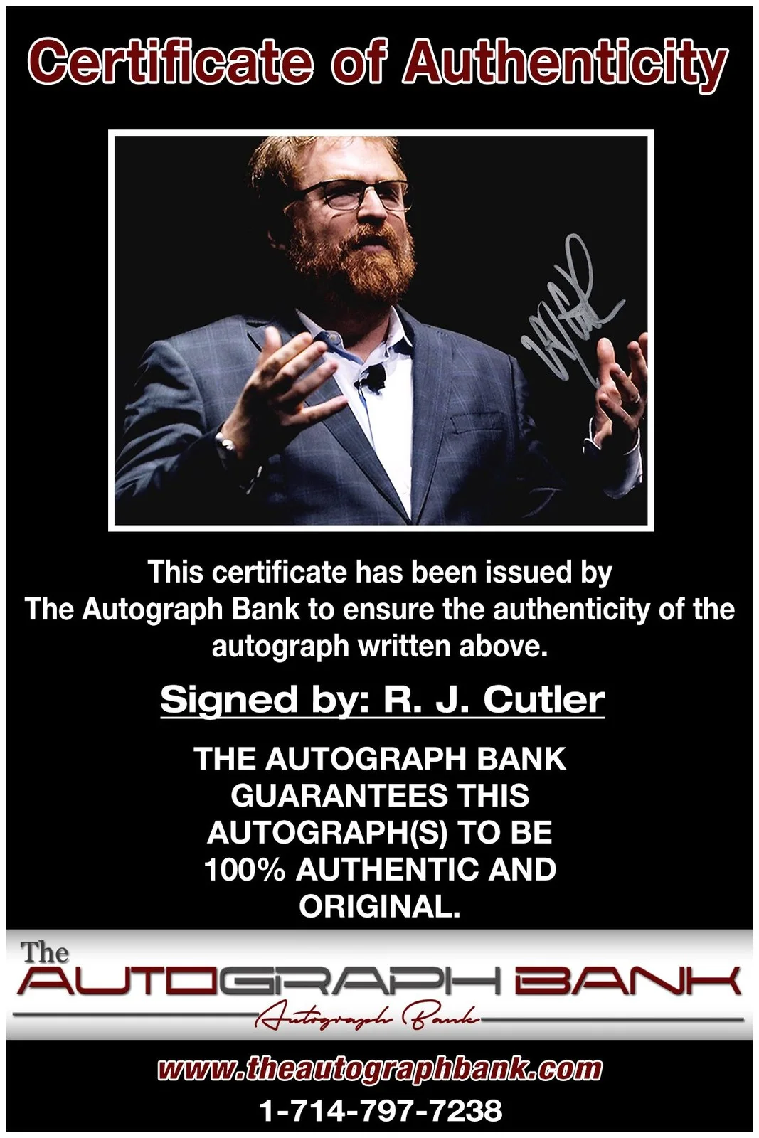 R. J. Cutler — R. J. Cutler authentic signed celebrity 8x10 photo W/Cert Autographed A5, изображение 2