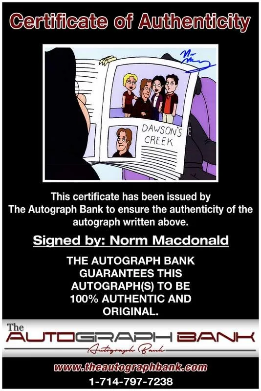 Norm Macdonald — Norm Macdonald authentic signed celebrity 8x10 photo W/Cert Autographed A27, image 2