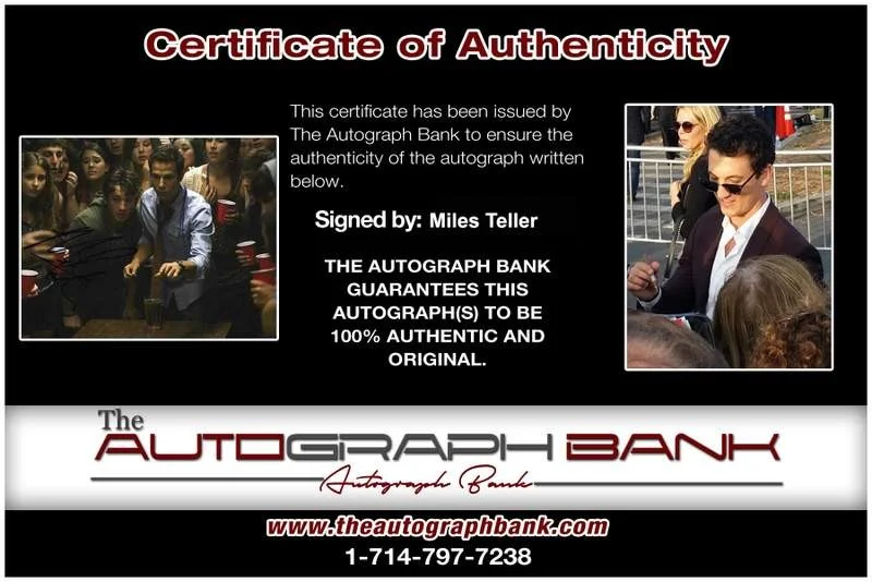 Miles Teller — Miles Teller signed celebrity 8x10 photo W/Certificate (C5), image 2