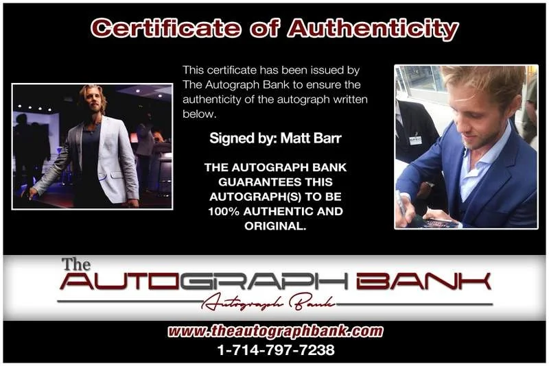 Matt Barr — Matt Barr authentic signed celebrity 8x10 W/Certificate Autographed (A0005), image 2
