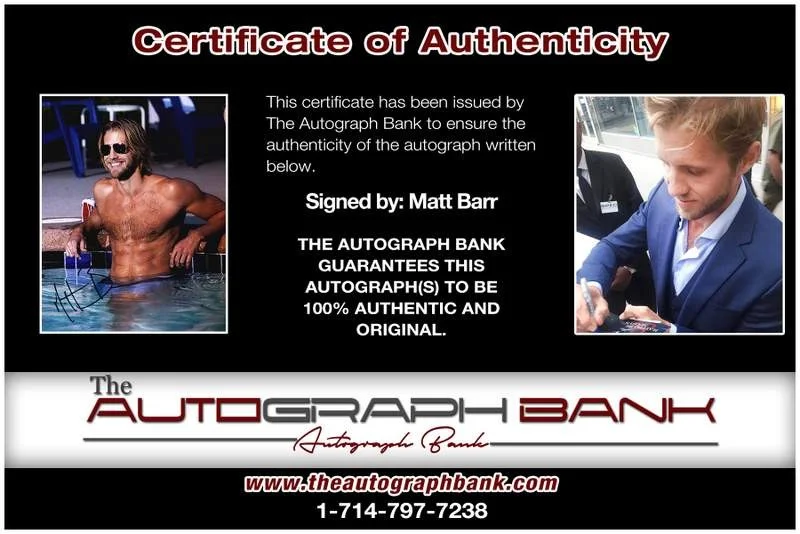 Matt Barr — Matt Barr authentic signed celebrity 8x10 W/Certificate Autographed (A0009), image 2