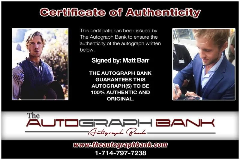 Matt Barr — Matt Barr authentic signed celebrity 8x10 W/Certificate Autographed (A0003), image 2