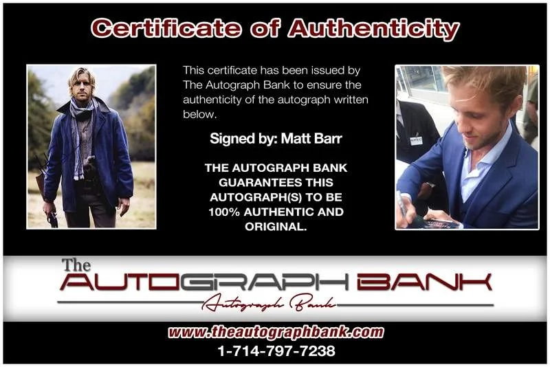 Matt Barr — Matt Barr authentic signed celebrity 8x10 W/Certificate Autographed (A0004), image 2