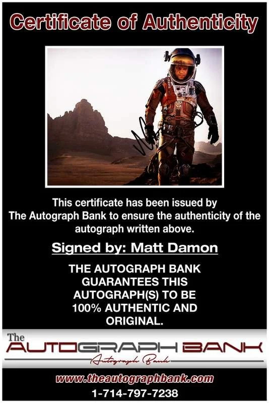 Matt Damon — Matt Damon authentic signed celebrity 8x10 photo W/Cert Autographed A6, image 2