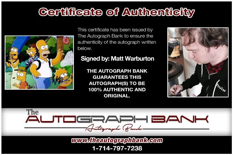 Matt Warburton — Matt Warburton authentic signed celebrity 8x10 photo W/Cert Autographed 2716k, изображение 2
