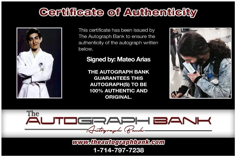 Mateo Arias — Mateo Arias authentic signed celebrity 8x10 photo W/Cert Autographed 2616c, изображение 2