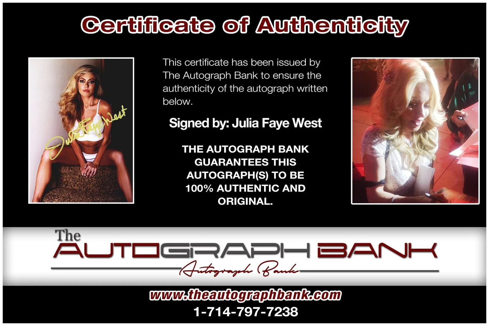 Julia Faye West — Julia Faye authentic signed celebrity 8x10 photo W/Cert Autographed A1, изображение 2