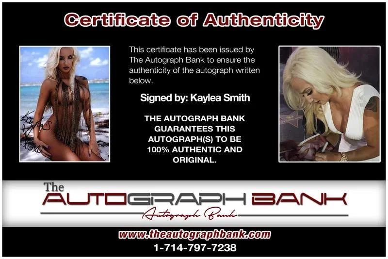 Kaylea Smith — Playboy Bunny Kaylea Smith signed sexy 8x10 Photo -PROOF- -CERTIFICATE- (B0010), image 2