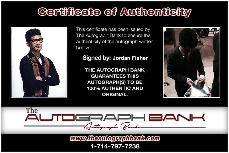 Jordan Fisher — Jordan Fisher signed celebrity 8x10 photo W/Certificate (125i1), изображение 2