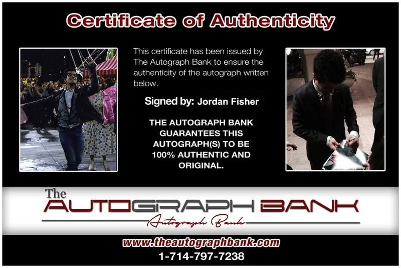 Jordan Fisher — Jordan Fisher signed celebrity 8x10 photo W/Certificate (125d1), изображение 2