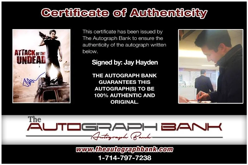 Jay Hayden — Jay Hayden authentic signed celebrity 8x10 photo W/Cert Autographed 2616i, изображение 2