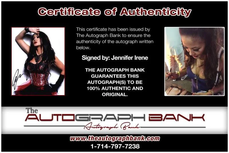 Jennifer Irene — Jennifer Irene authentic signed model 8x10 photo W/Cert Autographed A0015, image 2