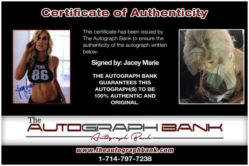 Jacey Marie — Jacey Marie authentic signed model 8x10 photo W/Certificate Autographed (A0005), изображение 2
