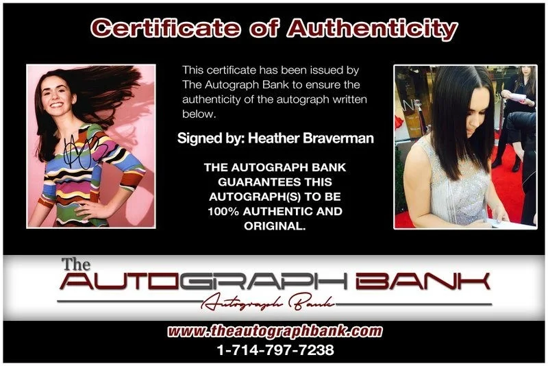 Heather Braverman — Heather Braverman authentic signed celebrity 8x10 photo W/Cert Autographed D2, изображение 2
