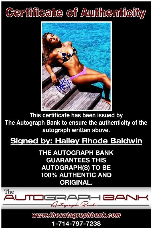 Hailey Rhode Baldwin — Hailey Rhode Baldwin authentic signed models 8x10 photo W/Cert Autographed 422b1, image 2