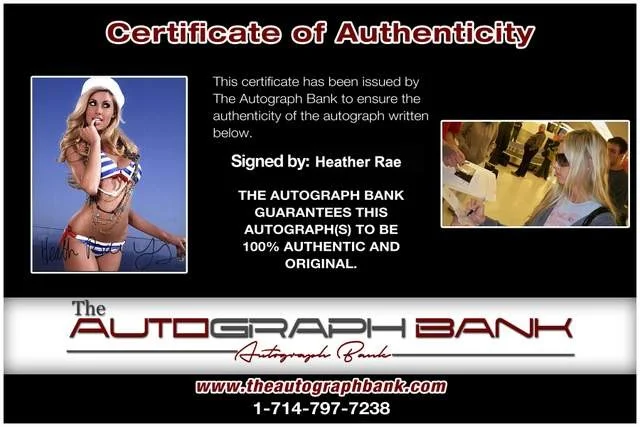 Heather Rae Young — Heather Rae Young authentic signed Playboy Model W/Certificate A6, image 2