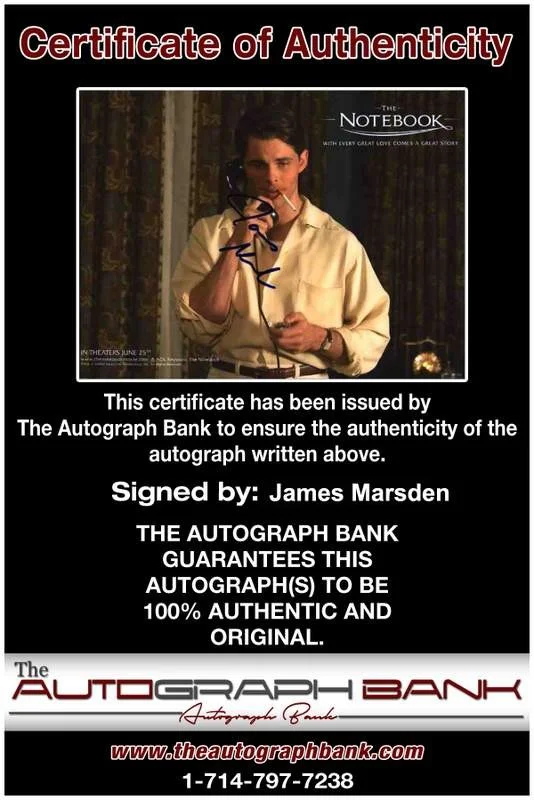 James Marsden — James Marsden signed celebrity 8x10 photo W/Certificate (C1), изображение 2