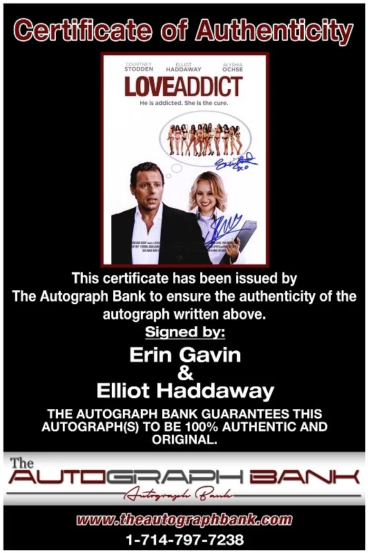 Erin Gavin — Erin Gavin & Elliot Haddaway authentic signed 8x10 photo |CERT 51816b1, изображение 2