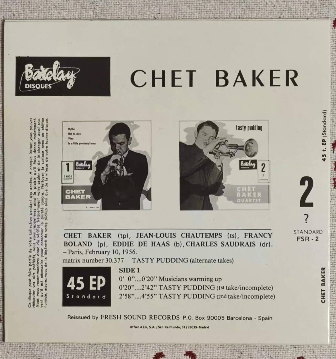 Chet Baker signed autographed 7"EP 1987 Pre-Certified by Real Roger Epperson, image 5