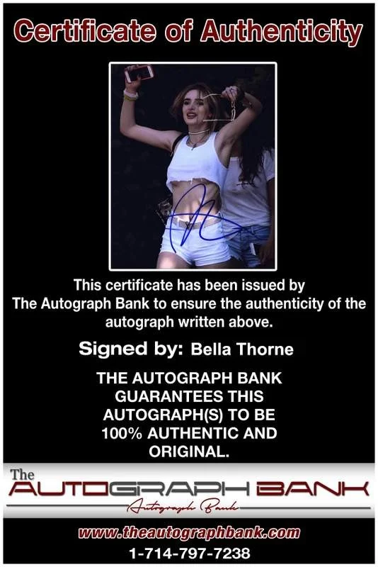 Bella Thorne — Bella Thorne signed celebrity 8x10 photo W/Certificate (2616e), изображение 2