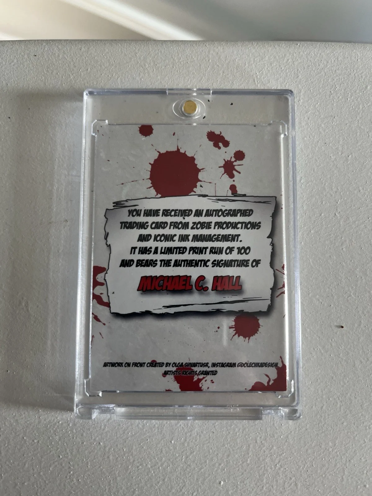 Michael C Hall Custom Limited Autographed Card Signed, Dexter, image 2