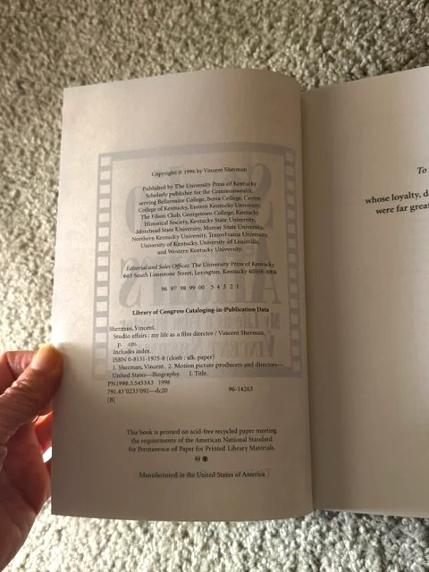 Vincent Sherman — Studio Affairs by Vincent Sherman 1996, Signed HB/DJ Cover, 1ST. ED & Photo COA, изображение 2