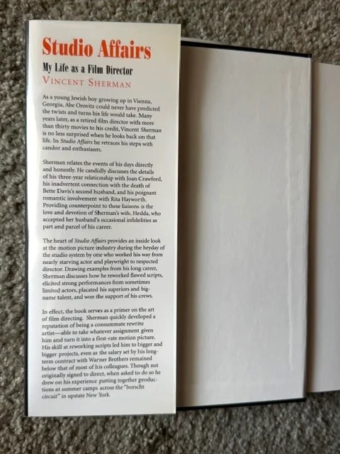 Vincent Sherman — Studio Affairs by Vincent Sherman 1996, Signed HB/DJ Cover, 1ST. ED & Photo COA, изображение 5