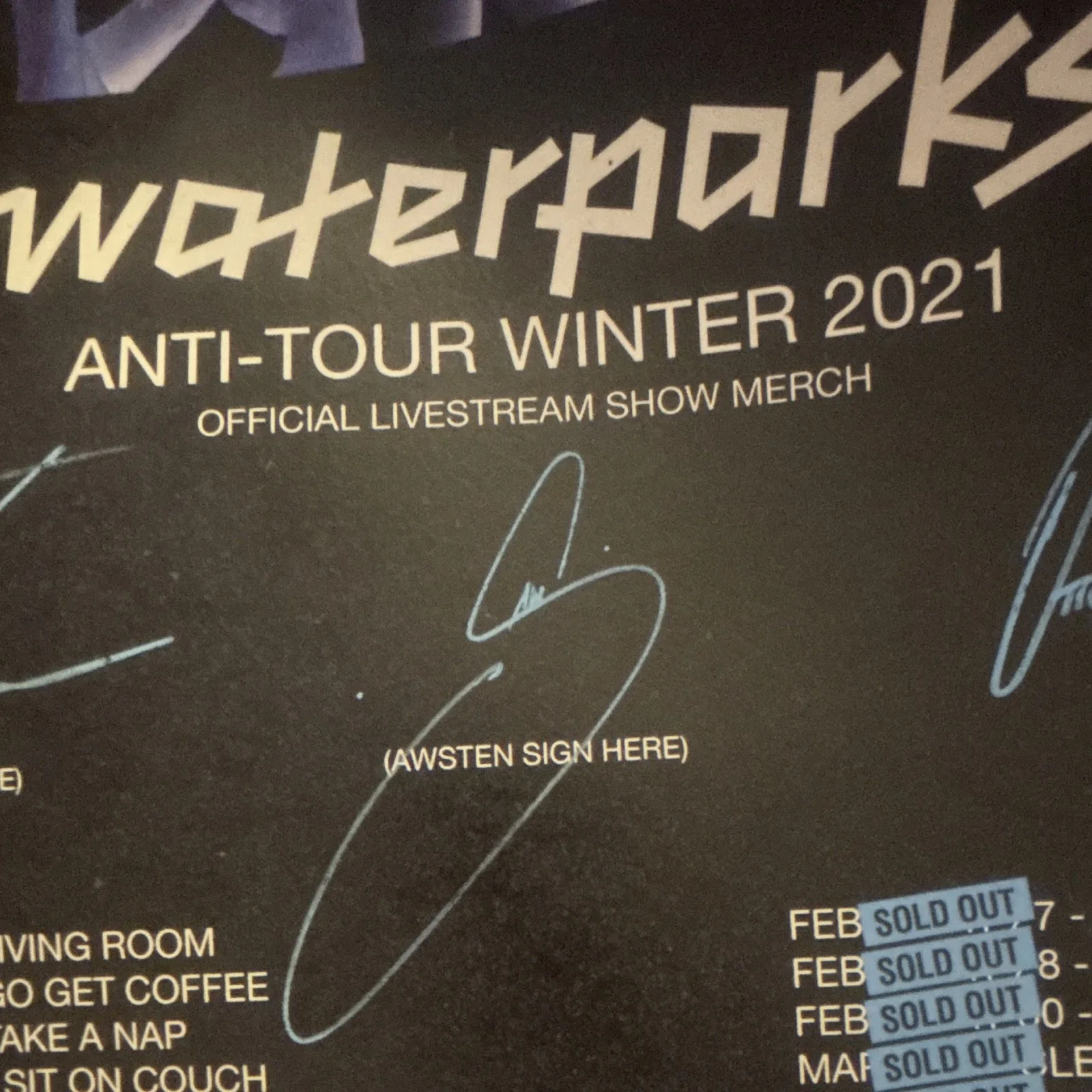 Waterparks Anti-Tour Winter 2021 Official Livestream Merch Signed Poster 11x17, изображение 3