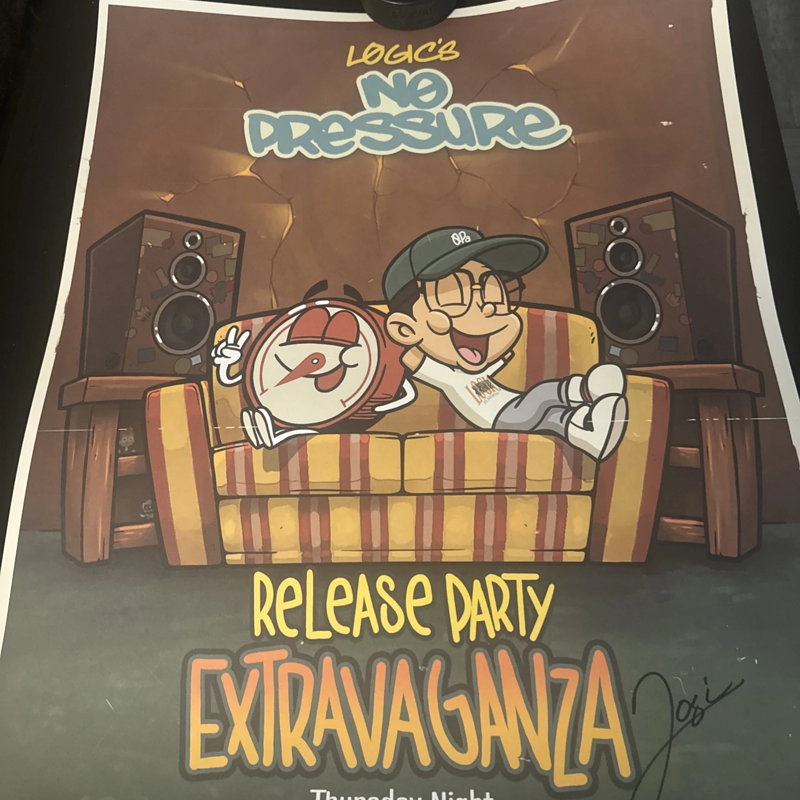 Logic No Pressure Release Twitch 18x24 Poster Extravaganaza Signed By Logic B, image 3
