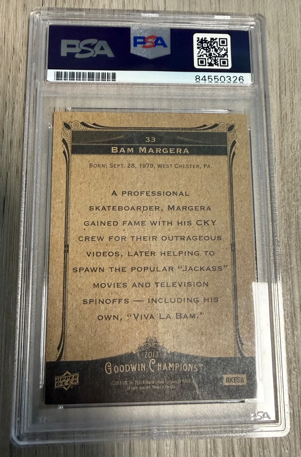 BAM MARGERA 2013 UD Goodwin Champions autograph card PSA AUTHENTIC, image 2