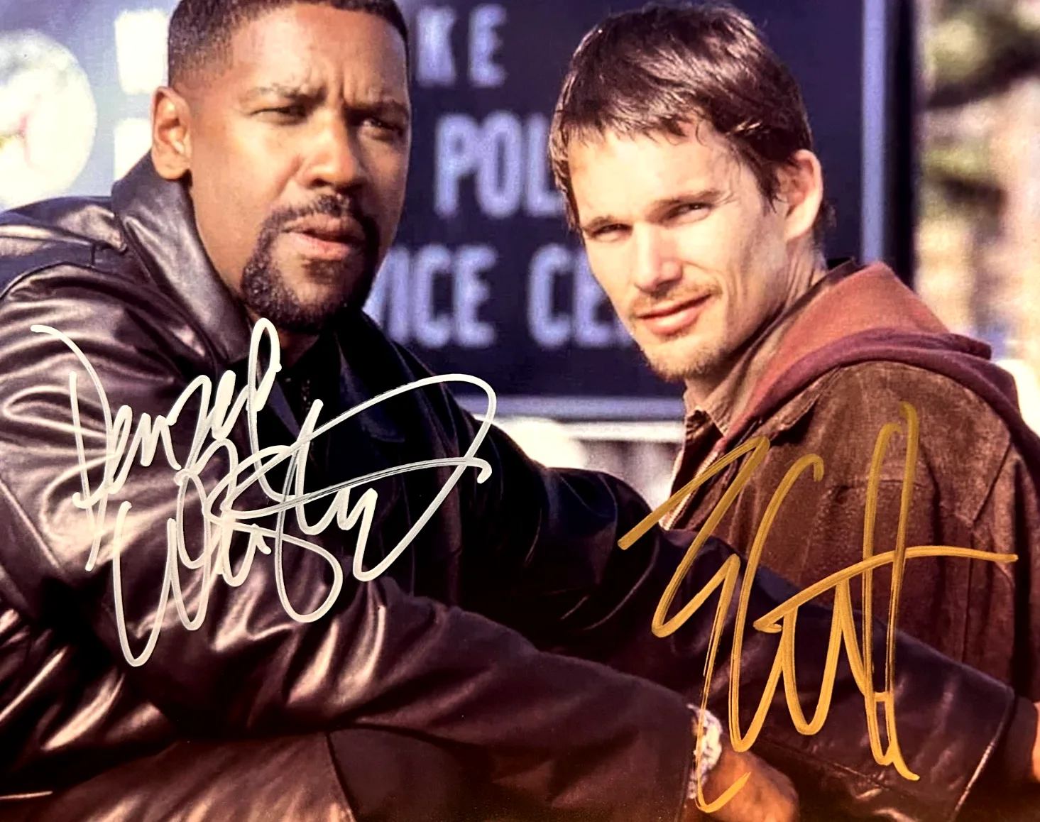 Denzel Washington, Ethan Hawke — TRAINING DAY Signed 8x10" (Denzel, Ethan Hawke) REAL Authentic Autographs w/COA