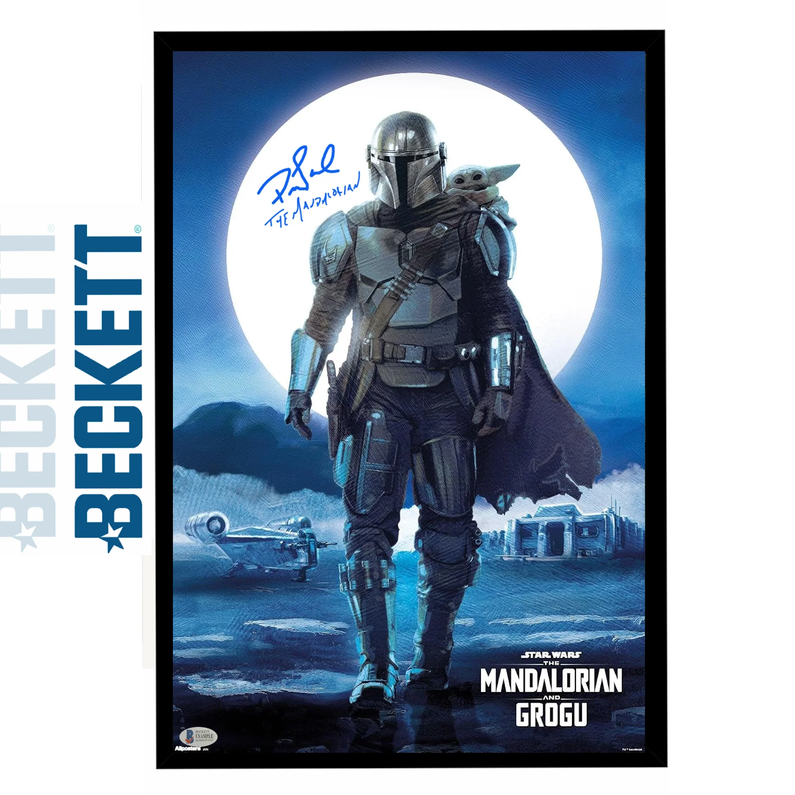 Pedro Pascal — Pedro Pascal Signed Mandalorian & Grogu Star Wars 22x36" Poster Beckett Sticker