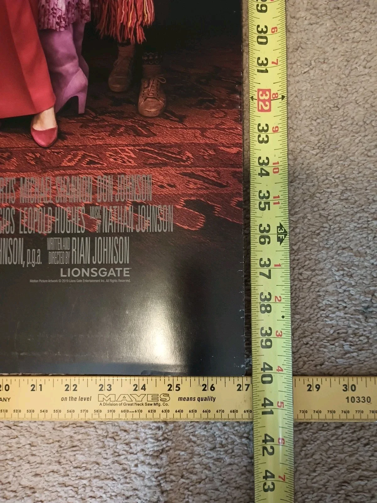 2019 Authentic Movie Poster Director Rian Johnson KNIVES OUT 27x40 Double Sided, image 2