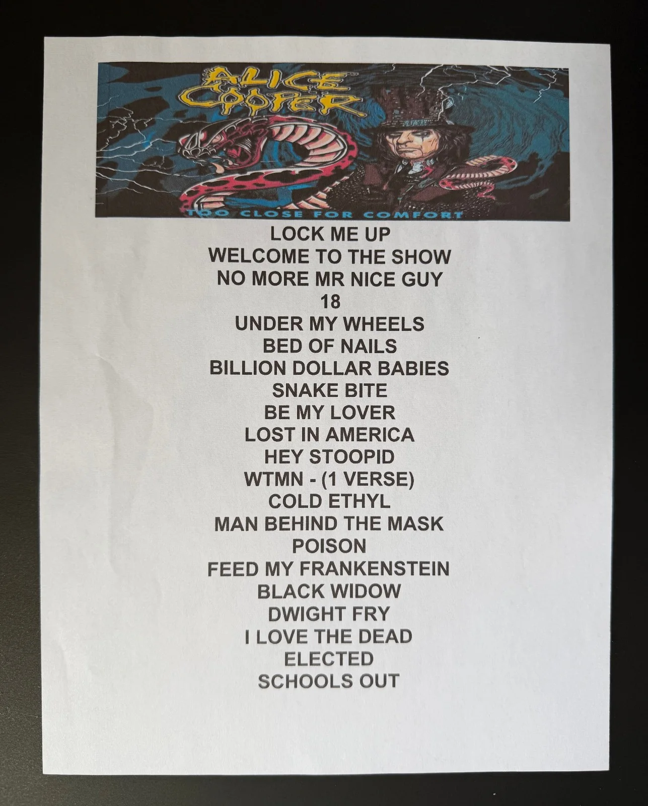 2024 Alice Cooper Signed Autographed Tour Poster + Set List JSA Authenticated, image 5