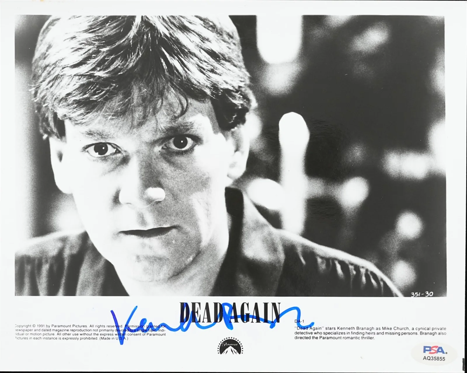 Kenneth Branagh — KENNETH BRANAGH SIGNED AUTOGRAPHED 8X10 PHOTO HAMLET HENRY V DEAD AGAIN PSA COA, изображение 2
