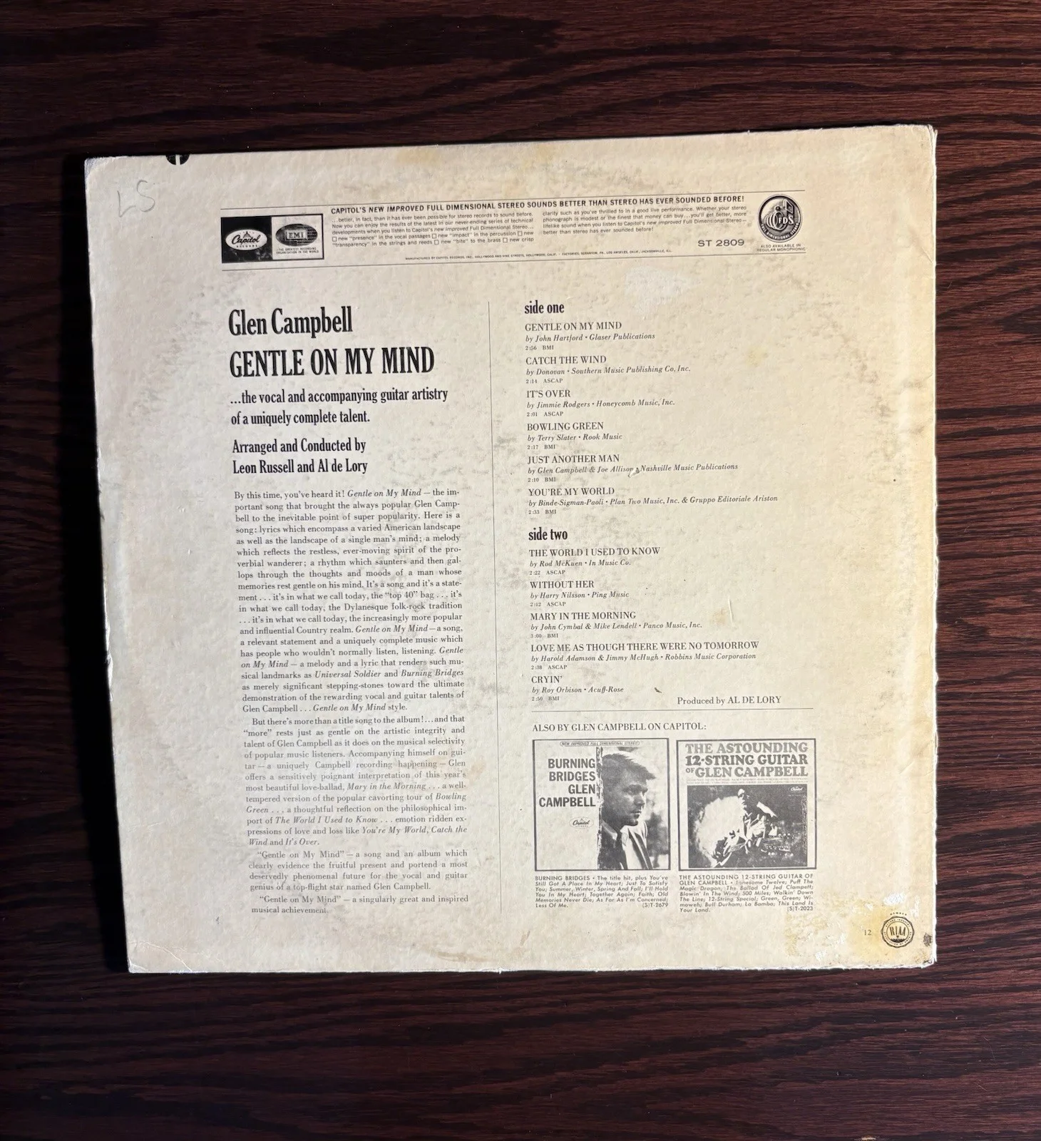Glen Campbell, Signed Album Cover, JSA Authentication, image 5