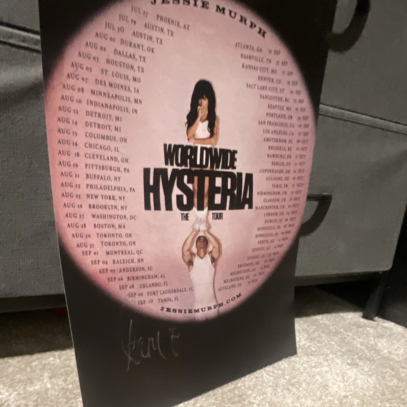 Jessie Murph Signed Worldwide Hysteria Tour Original Music Poster, изображение 2