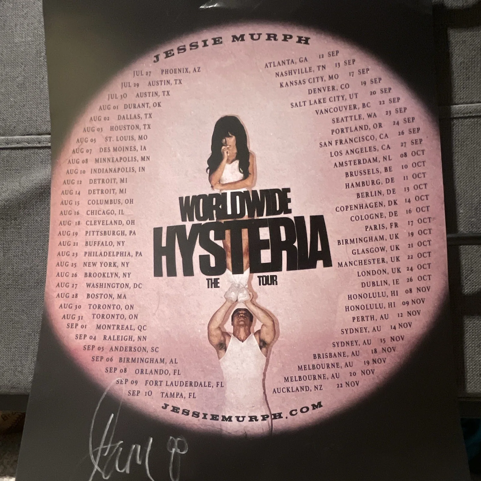 Jessie Murph Signed Worldwide Hysteria Tour Original Music Poster, изображение 5