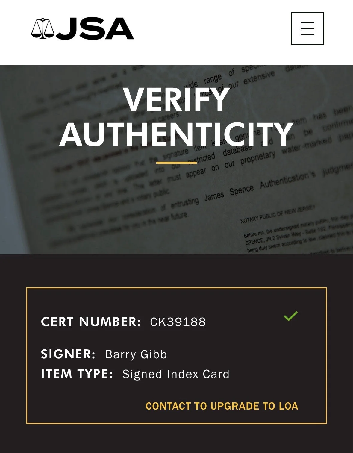 Barry Gibb — Barry Gibb, BeeGee’sSigned Index Card, JSA Authentication, изображение 4