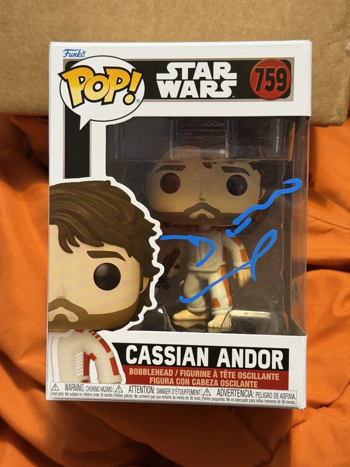 DIEGO LUNA — Diego Luna Autographed Signed Funko Pop #759 Cassian Andor Star Wars PSA COA